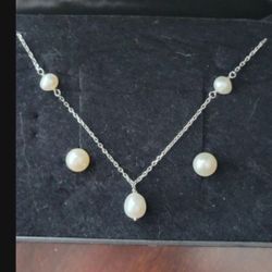 Pearl Necklace Earring Set