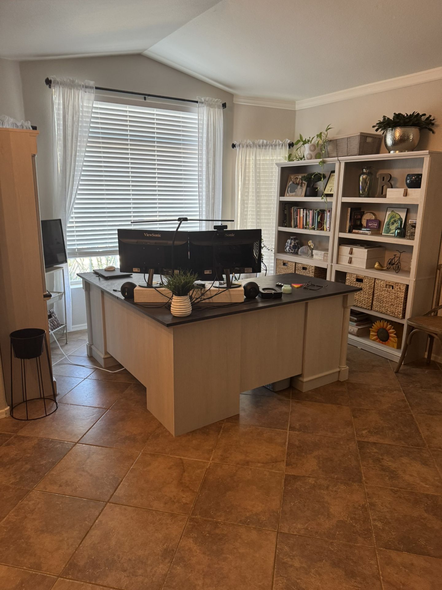 Sauder Palladia L Shaped Desk with Drawers, Office Desk with File Cabine