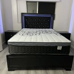 Queen Size Bed Frame With Led Lights / Mattress Included.   💥  Cama Queen Sizecon Luz Led /  Colchon Incluido  
