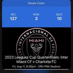 Inter Miami Va Charlotte 2 Tickets $450