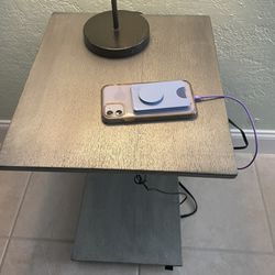 “C” Channel Side Table With USB & Electrical Plugs