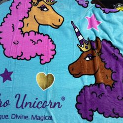 Afro Unicorn Super Soft Blanket & Throw Pillows 