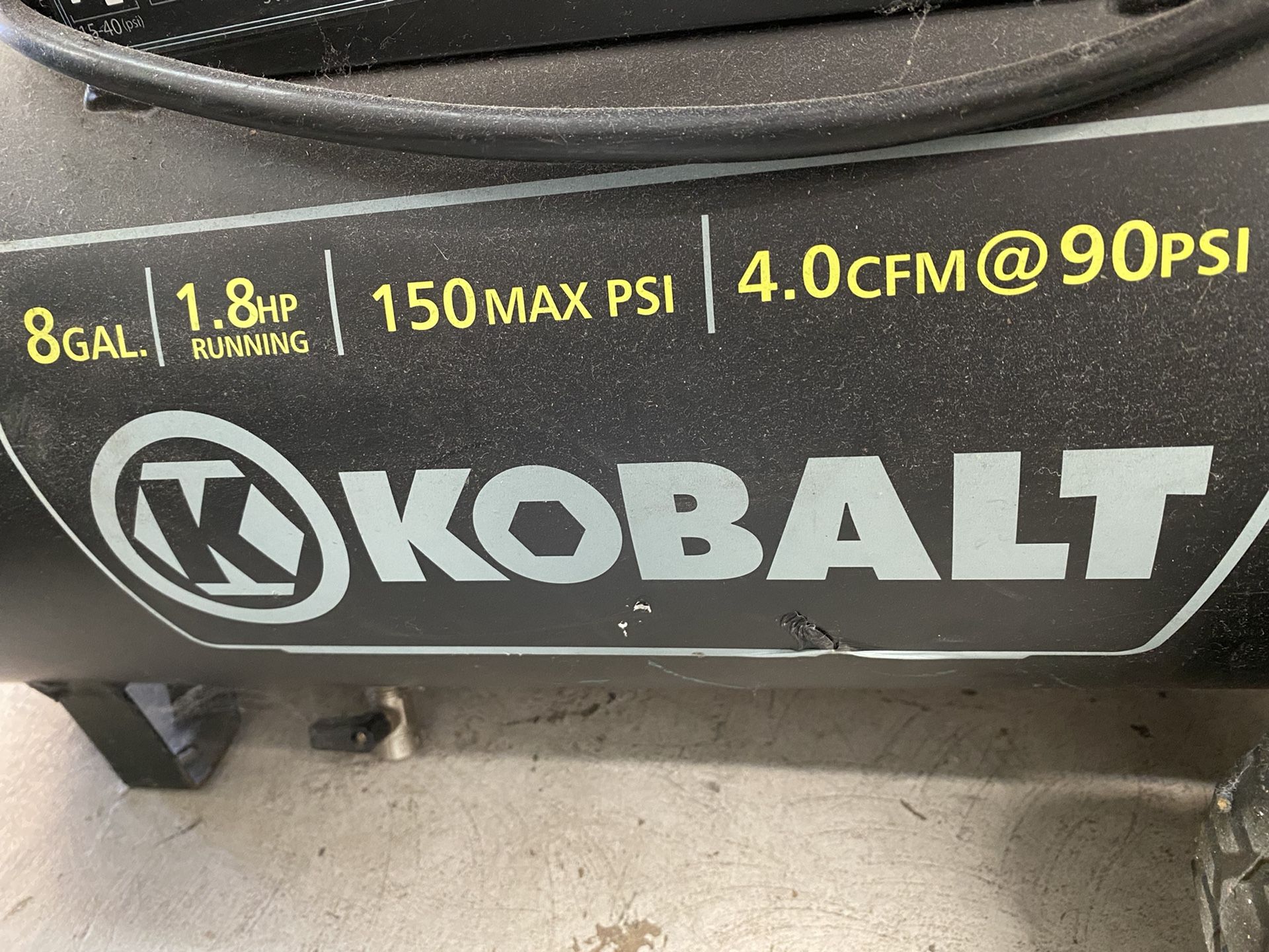 Kobalt 0300841 8Gallon Portable Electric Horizontal Air Compressor for