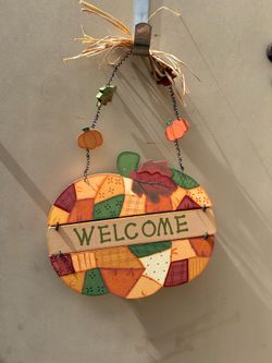 Thanksgiving Fall Door Decoration Pumpkin Welcome Sign