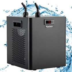 Poafamx Aquarium Chiller 79Gal 1/3 HP Water Chiller for Hydroponics System Home Use Axolotl Fish Coral Shrimp 110V with Pump and Pipe Black