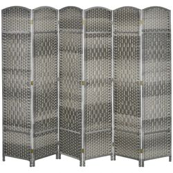 Folding Room Divider Screen 6 Panel 6' Tall Privacy Screen 