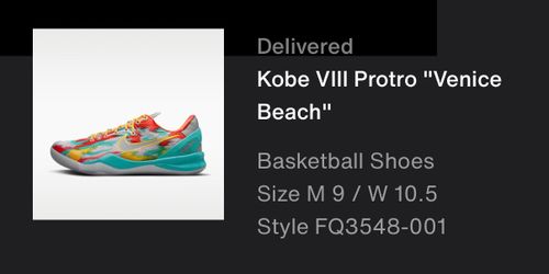 Kobe 8 Venice Beach Size 9 Men's Shoes / New In Box