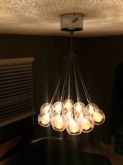 Beautiful glass sphere ball chandelier, dimmable, complete!