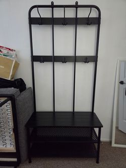 Coat rack and bench w shoe storage