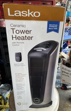 Lasko 23" 1500W Oscillating Ceramic Electric Tower Space Heater with Remote Control, 751320, Black