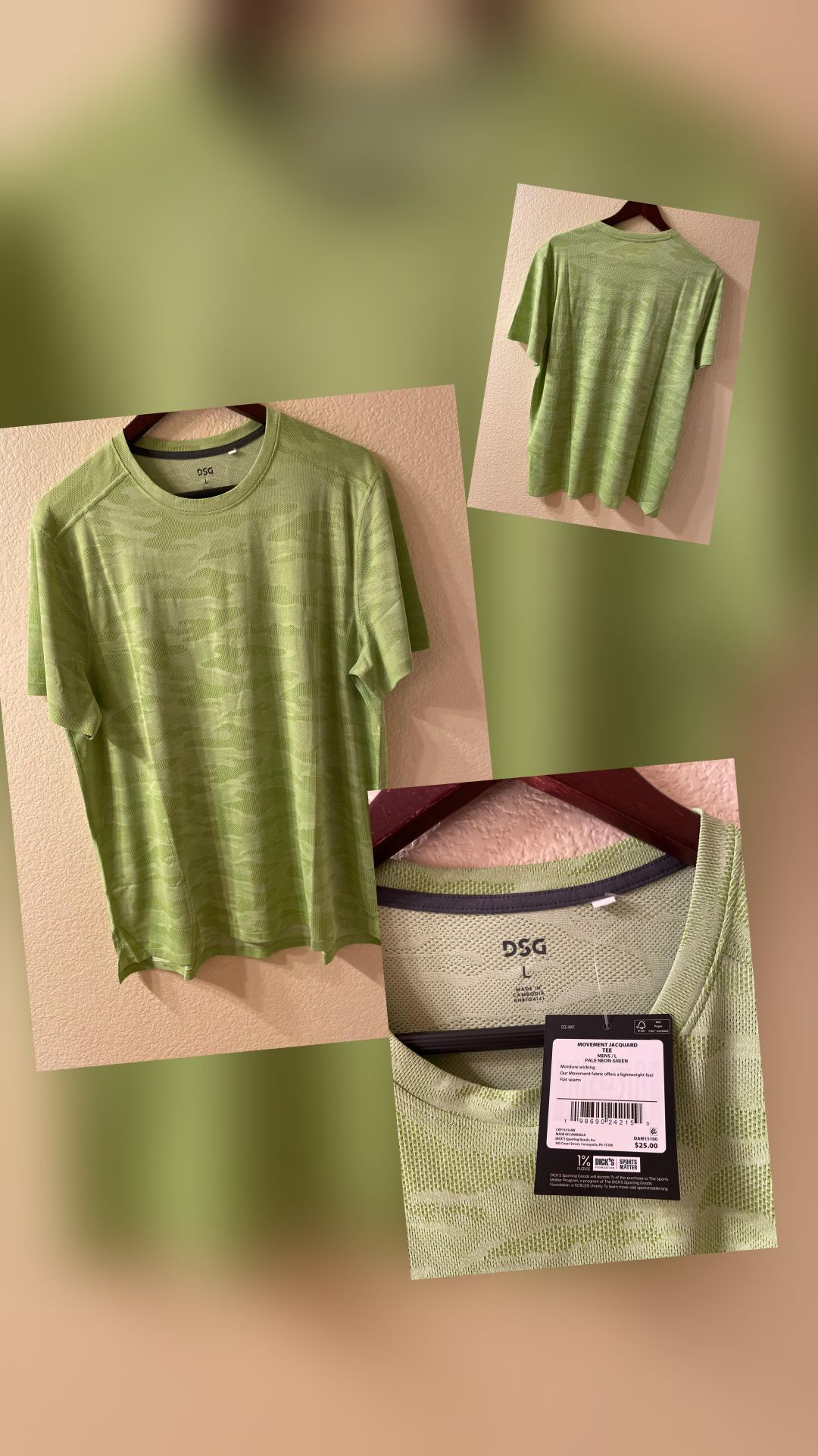DSG Men's T-Shirt, Pale Neon Green , Size L