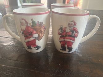 Pottery barn Christmas Nostalgia 4 coffee cups