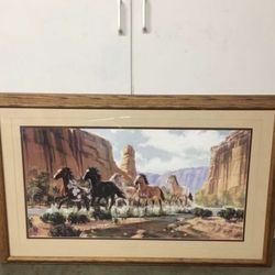 Horse picture wood frame