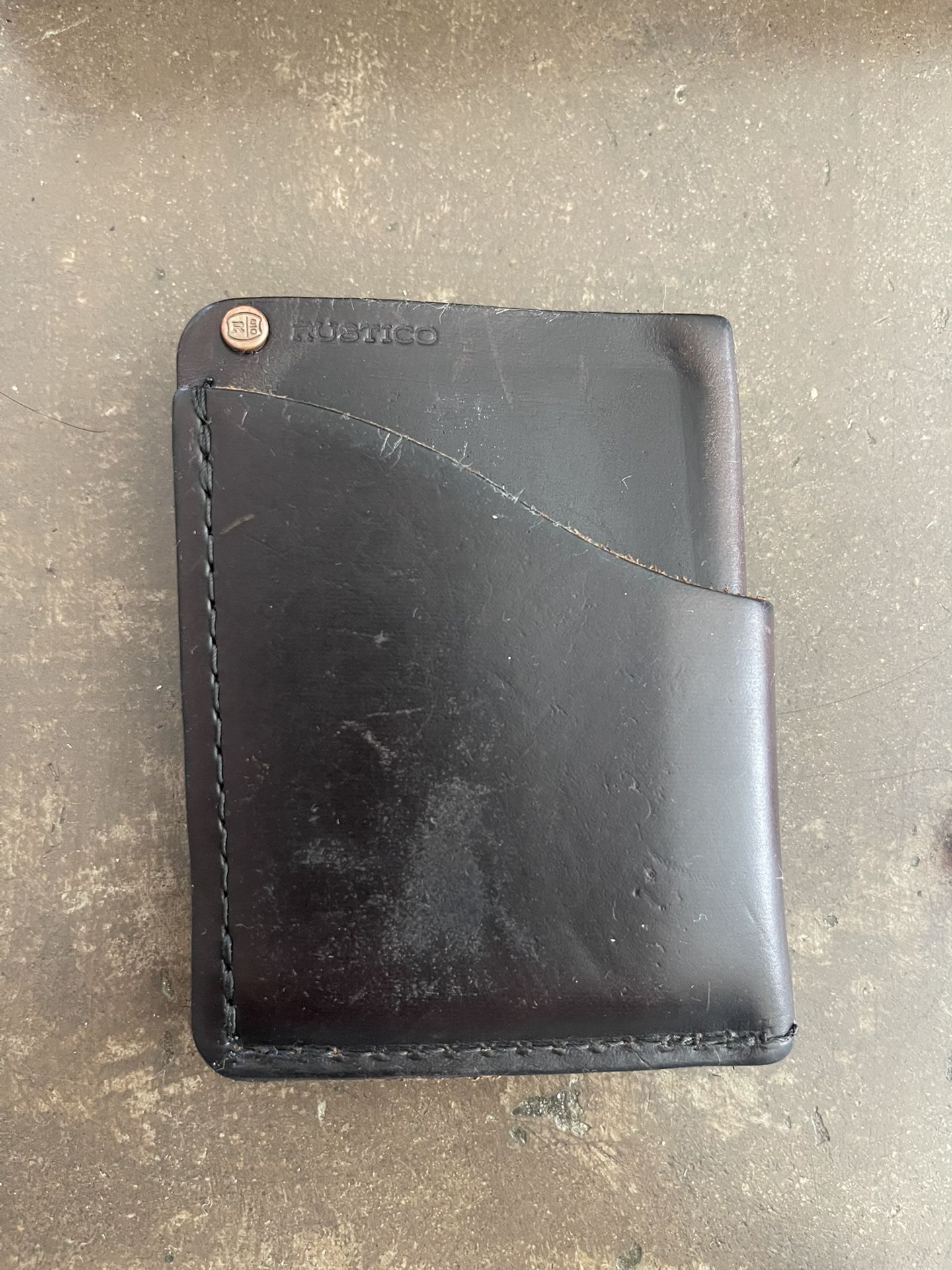 Rustico 4”x3” Wave Leather Wallet, Dark Brown