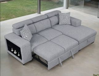 Brand New Grey Sectional Sofa Storage Sleeper