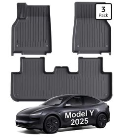 Floor Mats Fit for Model Y 2026-2025 Juniper 5-Seat - Custom Fit All Weather Front & Rear Row TPE Car Mats Floor Liners, 3-Piece (Not Fit 7-Seat). К 2