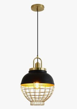 Brass Black Industrial Cage Lamps Farmhouse Chandelier 11.4" L Hang Up To 69"