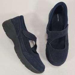 Lands End Navy Blue Suede All Weather Mary Jane Sneaker Women’s Size 6