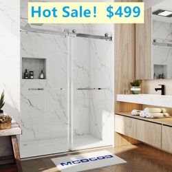 72 in. W x 76 in. H Double Sliding Frameless Shower Door in Chrome with Smooth Sliding and 3/8 in. Clear Glass