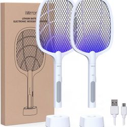 2pack Bug Zapper Racket, 2 in 1 Rechargeable Fly Swatter, Mosquito Swatter
