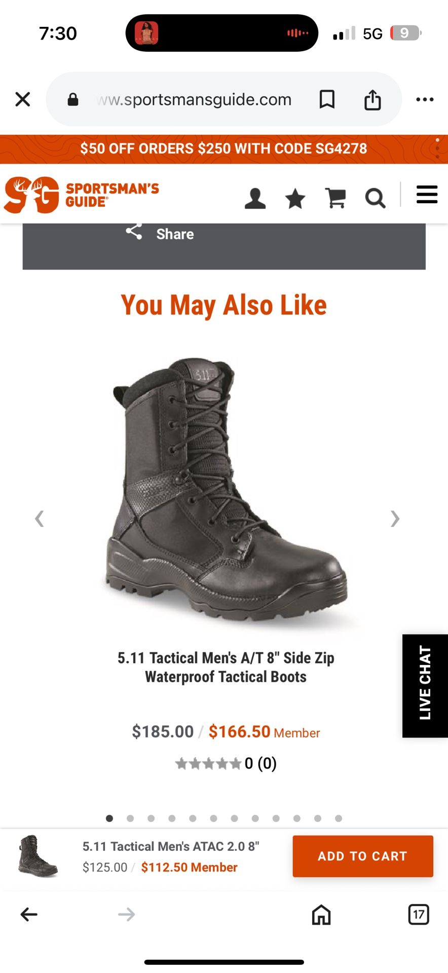 5.11 ATAC 8” Side Zip Tactical Boot