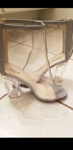 Gray clear ankle boots size 8