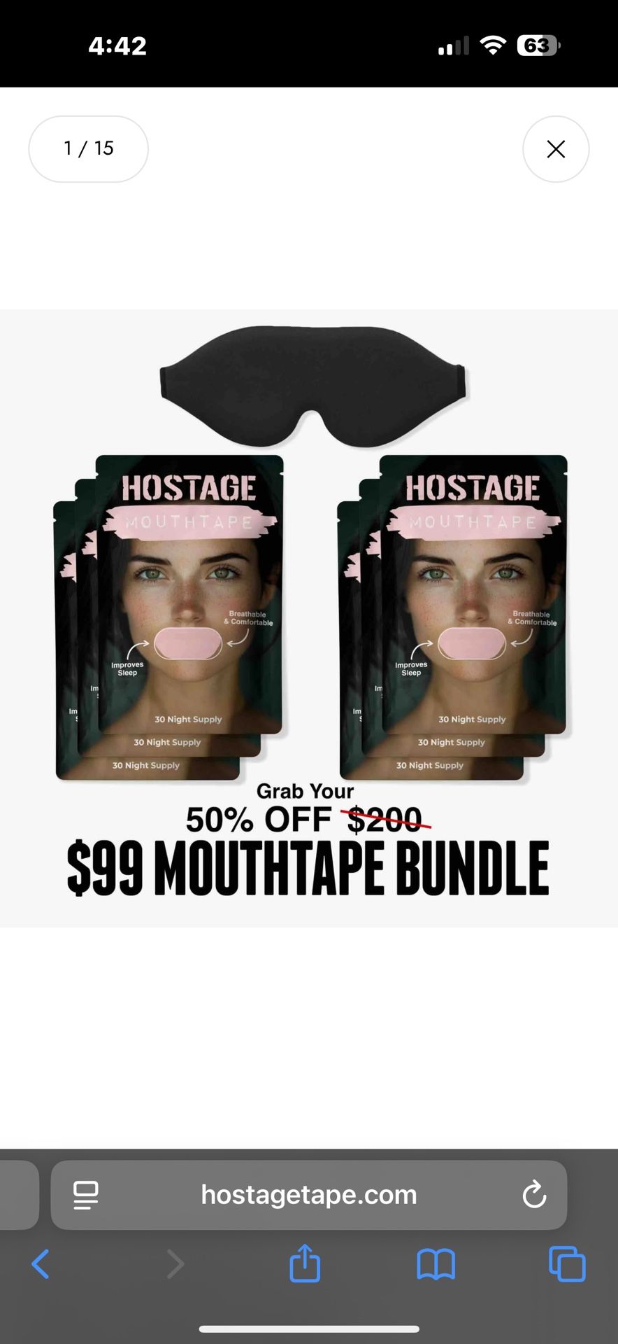 Sleep support Hostage Blind Fold & Mouth Tape