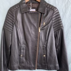 Stylish womens leather jacket U.S.POLO ASSN high quality price $165 brand new.