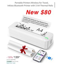 New Relassy Portable Printers Wireless for Travel, Inkless Bluetooth Printer with 3 A4 Thermal Rolls $80 east Palmdale  No low offers  I will block yo