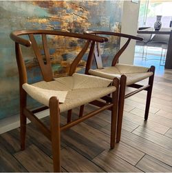 Set Of 2 Modern Organic Boho Chairs