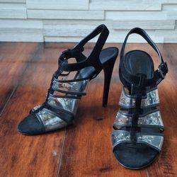 Bottega Veneta Black PVC Studded Cage Heels EU 40.5 US 10.5