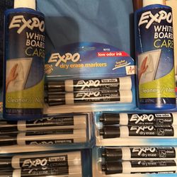 Expo Black Dry Erase Markers and Cleaner