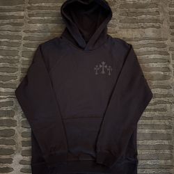 Chrome Hearts Black Leather Cross Hoodie