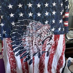 Jeanius Large (L)Indian Native Head Flag USA