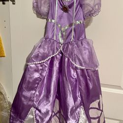 Princess Sofia The First Disney Costume Dresss Size 3-4 With Tiara