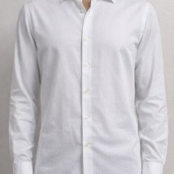 Armani Collezioni White Dress Shirt Modern Fit Textured Cotton 15 38 M