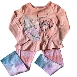 Disney Girls Tinker Bell Long Sleeve Pajama Set, Orange, Size 5/6