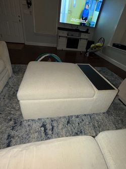 Storage ottoman cream