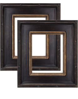 Museum Plein Aire Ornate Picture Frame - 12X16 Antique Black W/Gold Oil Set of 2