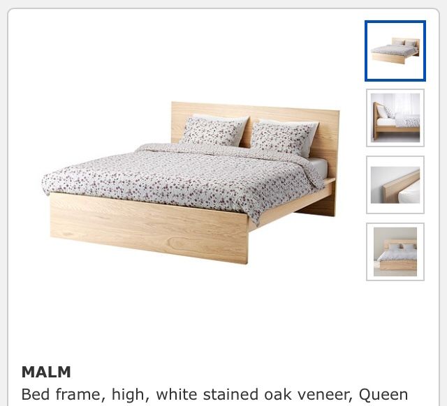 Queen bedroom set Ikea Malm - bedframe, 2 billy book shelves & chest of drawers