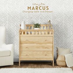Dream On Me Marcus Changing Table Nursery Dresser Drawer Natural Wood
