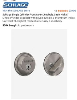Schlage Single Cylinder Front Door Deadbolt,