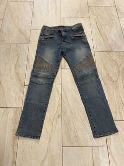 Sample Balmain Biker Sample Inspired Denim Biker Denim Jeans Stone Wash Denim