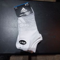 Six Pair Men's Adidas No Show Socks