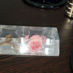 Vintage Lucite Rose Lip Stick Holder And Gold Vintage Purfume/lipstick Holder 