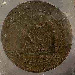 1863 Napoleon III Vintage Coin 