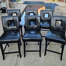 Black counter height barstools. Set of six