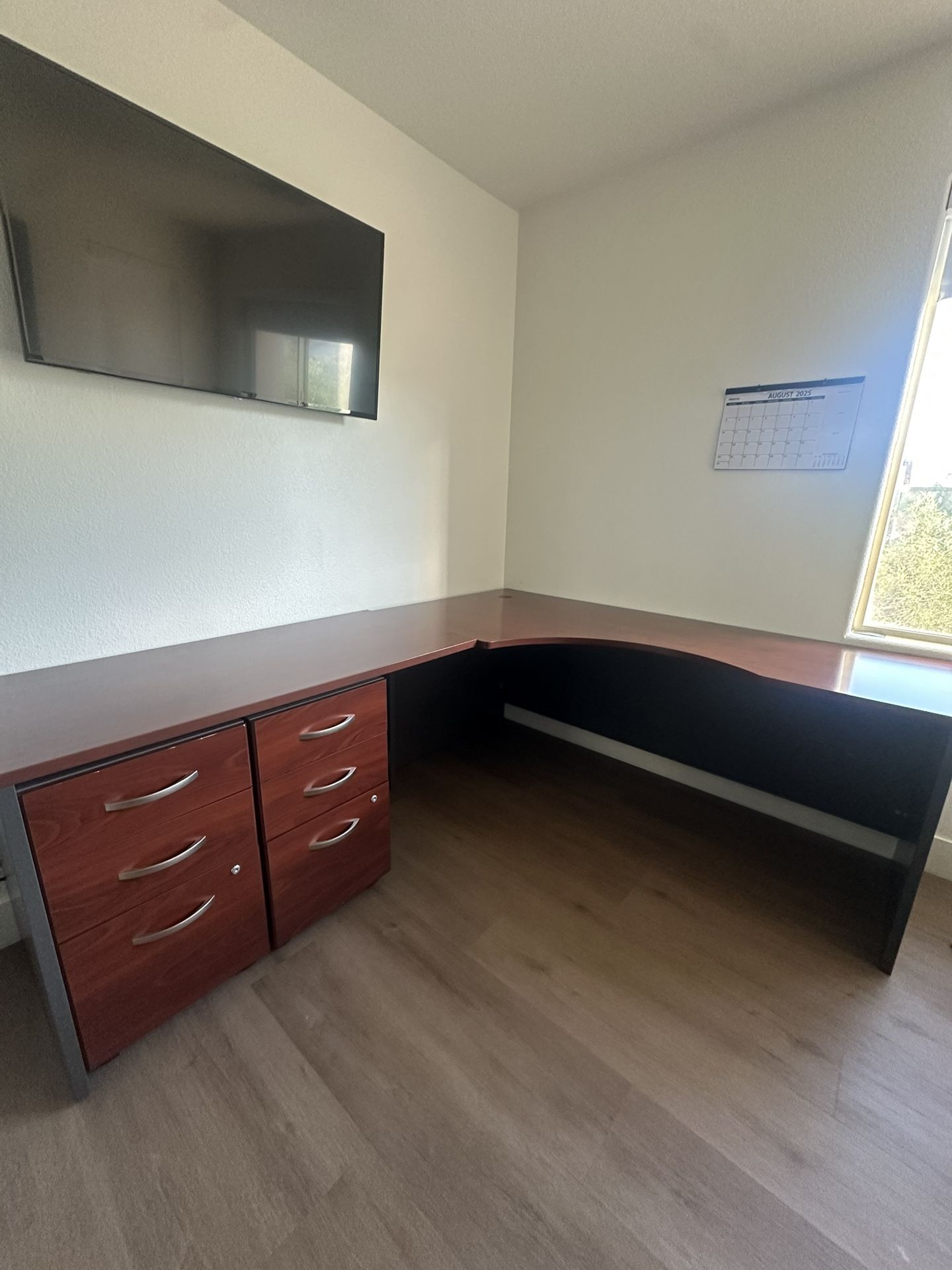 Oak Desk and File Drawers