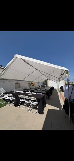Tables chairs tent