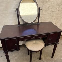 Cherry Colored Wooden Vanity 